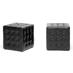Baxton Studio Siskal Black Modern Cube Ottoman (Set of 2) Baxton Studio Siskal Black Modern Cube Ottoman (Set of 2), Baxton Studio Affordable Modern Furniture